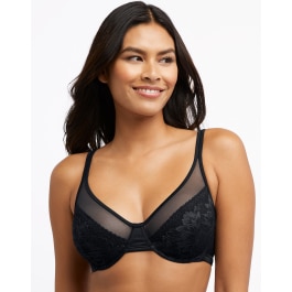 NWT Bali Size 38D Black Demi Push Up Bra Lightly Lined Smoothing Underwire