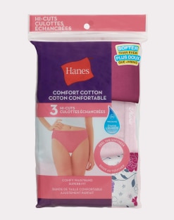 Hanes Womens cotton hi-cut panties - 3 pack