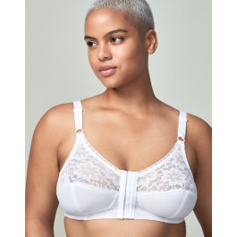 JMS Bra Size 44D White Wireless Unlined Front Closure Floral Wide