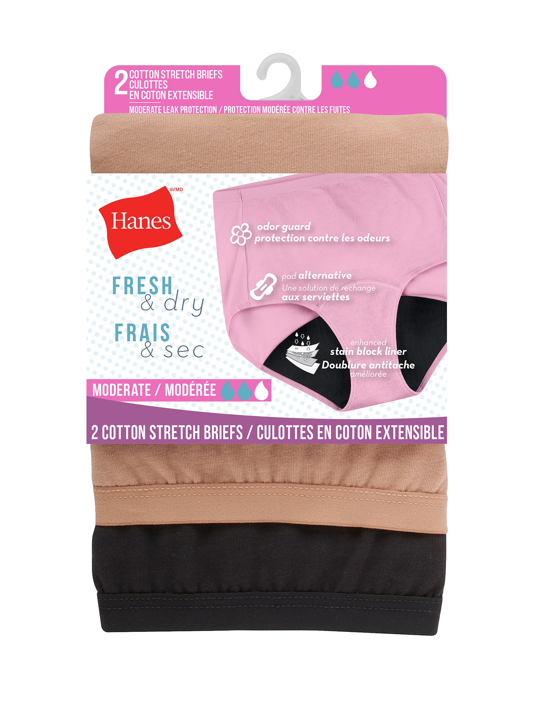 FD40AS - Hanes Women's Fresh & Dry Moderate Period Underwear Brief